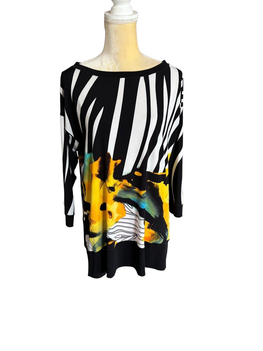Eva Varro Artsy Art to Wear Boxy Tunic Top Bold Size Medium